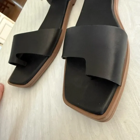 Franco Sarto Black Leather Sandals Womens size 13 M Preowned - Picture 3 of 9